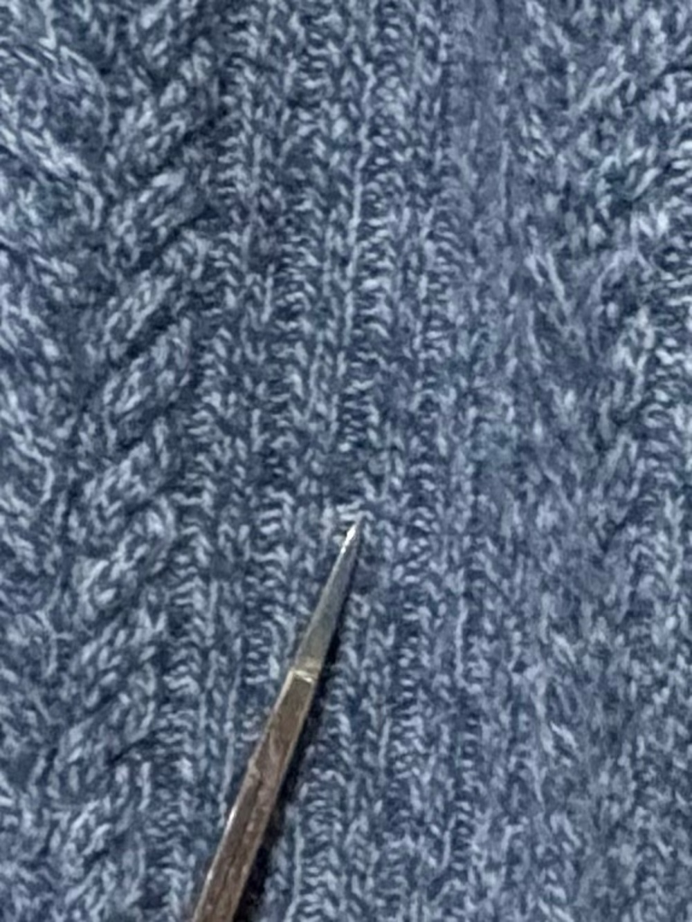 Vintage Pure Shetland Wool Chunky Ribbed Cable Knit Sweater Womens Blue M Preppy - Picture 10 of 10
